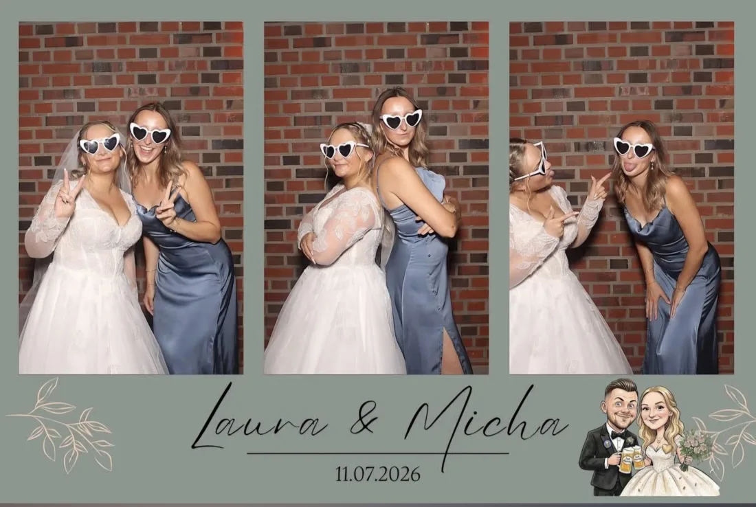 Individuelles Hochzeitslayout mit drei Fotobox-Aufnahmen