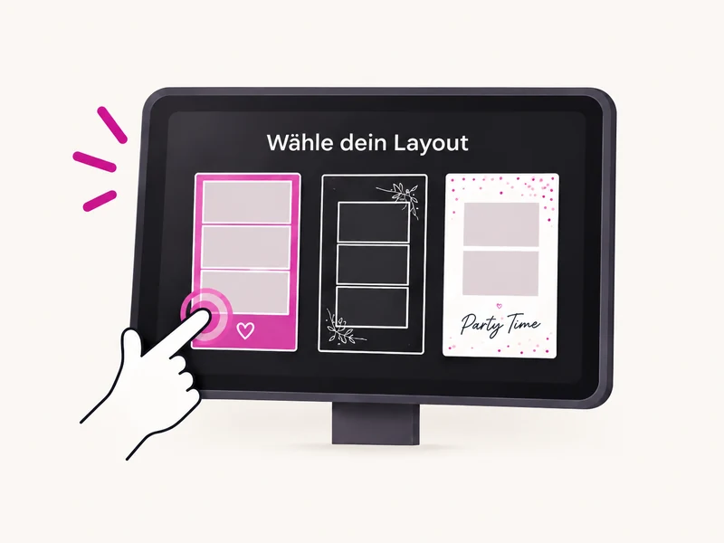 Schematische Illustration der Layout-Auswahl per Touchscreen